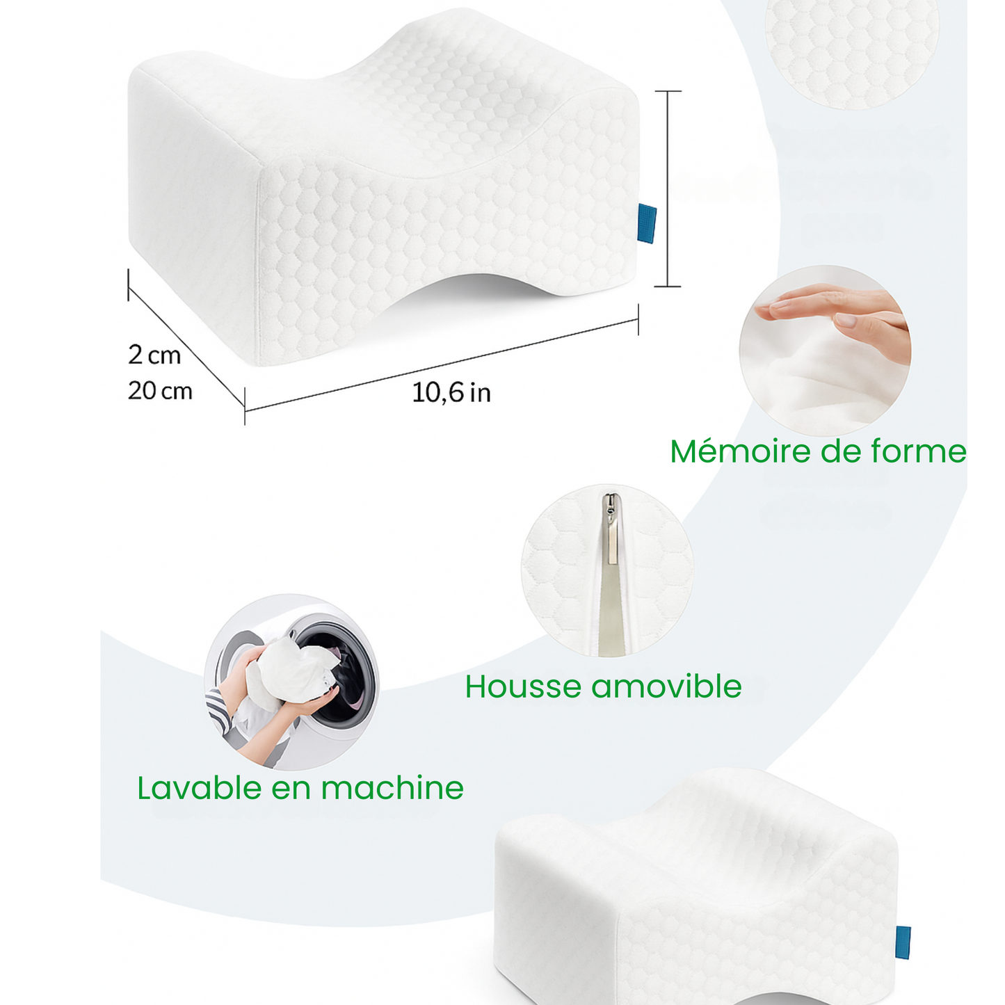 Coussin Orthopédique à Mémoire de Forme pour Genoux pour soulager le dos et les nerfs